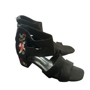 Black Heels with Floral Accents